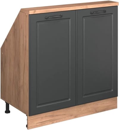 Keukenkast Schuine Wand - Opbergkast Keuken - Ruimte Benutten - Aanpasbaar Ontwerp - 80 cm Breed - Antraciet