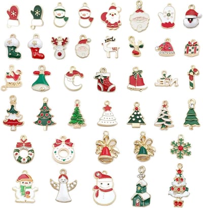 40 Stuks Kerst Enamel Legering Hangers, Mini Kerstboom Ornamenten voor Sieraden, Sleutelhangers en DIY Projecten