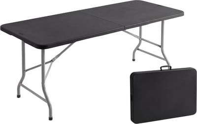 Outbee Inklapbare tafel - Campingtafel - Klaptafel - Vouwtafel - Opvouwbare tafel - Weerbestendig - 180x70x74 cm - Zwart