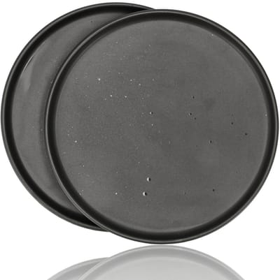 Dinerborden Set van 2 – Mat Zwarte Borden 26,3 cm Keramiek – Ronde Diner Borden met Opstaande Rand – Servies voor Horeca, Restaurants en Kersttafel