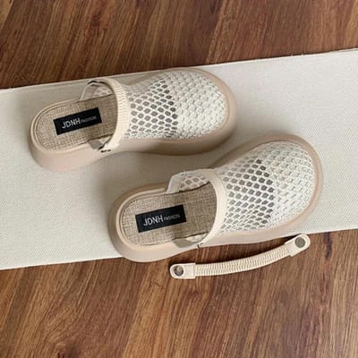 Zomerse Baotou Sandalen met Dikke Zool, Half Slippers met Uitsparingen en Ademende Gaten, Twee Paar Sandalen 39 gray