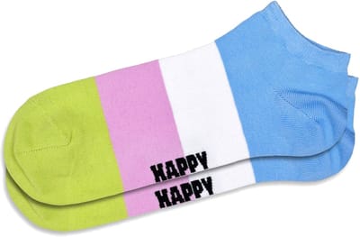 Happy Socks Ice Cream & Stripe Low Socks (2-pack) - unisex enkelsokken - wit - Unisex - Maat: 36 - 40