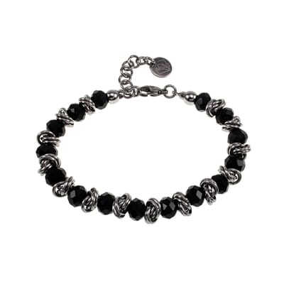 Armband met Zwarte Oostenrijkse Kristallen, RVS, Verstelbaar 16 tot 19cm, Dames - Exclusief Ontwerp van esde2