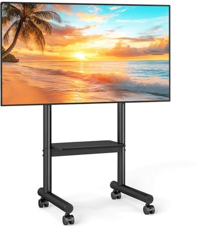 Mobiele TV-standaard met Wielen voor 32-70 Inch Schermen - Verstelbare Vloer-Trolley voor LCD, LED en OLED