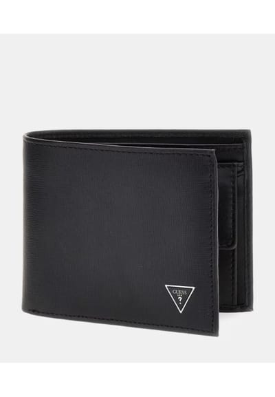 Guess Cert Saffiano Leather Heren Portemonnee - Zwart - One Size