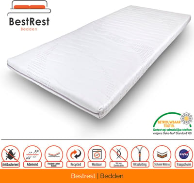 Cooltouch Topdekmatras - Nasa Traagschuim topper - ca. 6cm dik - 70x190cm