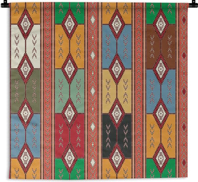 Wandkleed - Wanddoek - Geometrie- Patronen - Zuid-Amerika - 90x90 cm - Wandtapijt