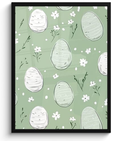 Poster in lijst - Fotolijst 50x70 cm - Posters - Groen - Eieren - Patroon - Posterlijst zwart - Decoratie - Wanddecoratie woonkamer - Muurdecoratie slaapkamer