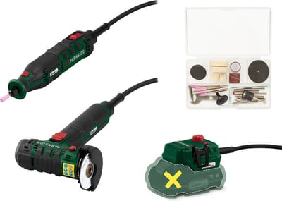 PARKSIDE® 20 V accu-modelbouw-set, zonder accu en oplader - Toerental Multi-tool: max. 25000 min-¹ - Toerental haakse slijper: max. 6000 min-¹