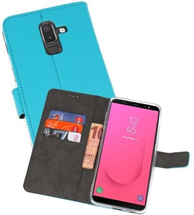 Booktype Telefoonhoesjes - Bookcase Hoesje - Wallet Case - Geschikt voor Samsung Galaxy J8 - Blauw
