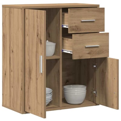 vidaXL - Dressoir - Artisan - Eiken - 60 - x - 31 - x - 70 - cm - Bewerkt - hout