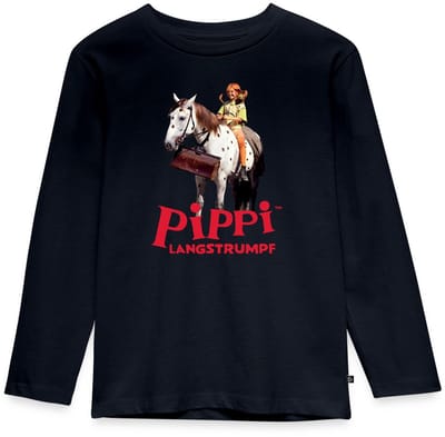 Pippi Langkous Pippi Rijdt Op Kleine Witte Premium T-Shirt Kinderen