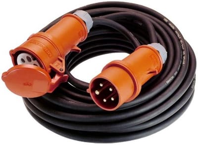 CEE Verlängerung 400V / 32A, 25m H07RN-F 5G6 mit Phasenwendestecker, IP44