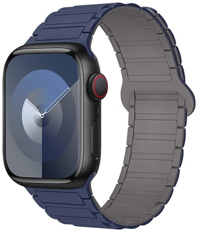 Siliconen bandje - geschikt voor Apple Watch 1/2/3/4/5/6/7/8/9/10/11/ SE (1,2,3) met maat 38 mm / 40 mm / 41 mm en 42 mm (Watch 10/11) - donkerblauw