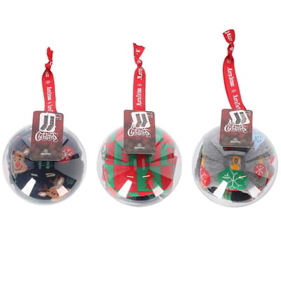 Kerstsokken mannen - 6-Pack - Maat 41/46 - Multi Colors - 3 x 2-Pack kerstballen - kerstsokken heren maat 40-46 - kerstsokken decoratie