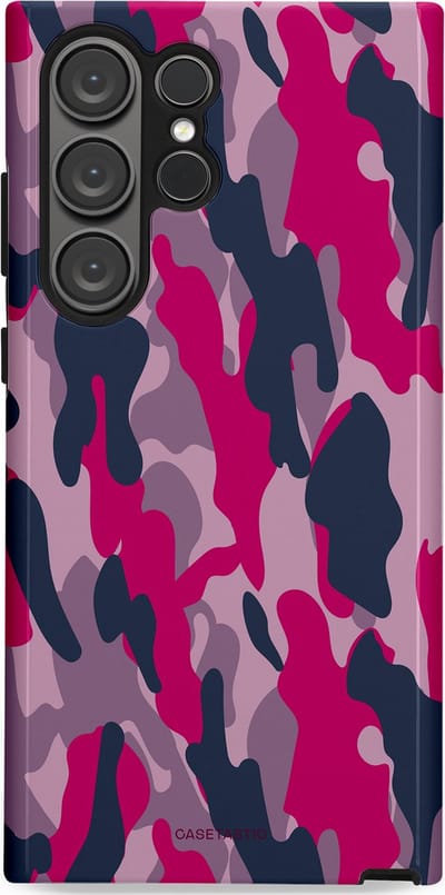Casetastic hoesje geschikt voor Samsung Galaxy S23 Ultra - Dubbellaagse bescherming - Urban Pink Camo - Fashion Case - Lila Roze Donkergrijs Grijs
