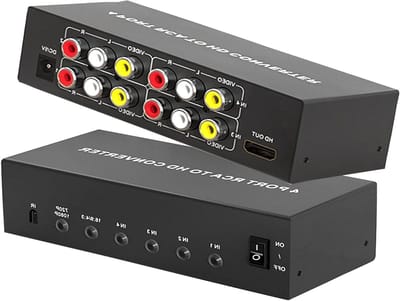 Converter voor RCA naar HDMI - AV naar HDMI Adapter 1080P/720P, met Afstandsbediening en Voeding, Geschikt voor Wii, TV, PC, PS3, Xbox, VCR en DVD Spelers