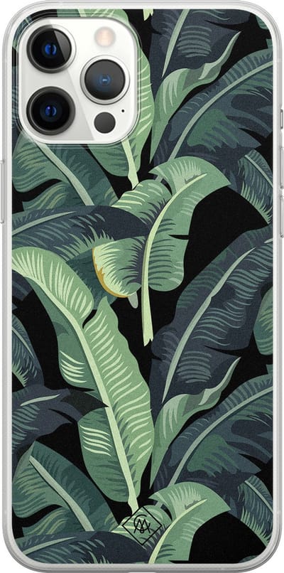 Casimoda® hoesje - Geschikt voor iPhone 12 Pro Max - Palmbladeren Bali - Siliconen/TPU telefoonhoesje - Backcover - Planten - Groen