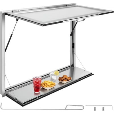 VEVOR Verkoopraam voor Foodtrucks 1220 X 915 X 80 mm Aluminiumlegering, Verkoopraam voor Foodtrucks, Opent tot 85°, met Verkoopklep, Serveerplank & Trekhaak, Regenhoes