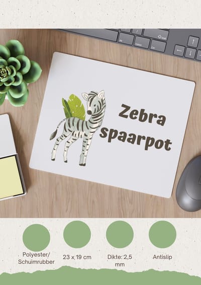 Akyol - zebra Muismat - Zebra - dieren liefhebbers - leuke cadeau voor iemand die van houdt van zebra's - verjaardagscadeau - kado - gift - 23 bij 19 cm