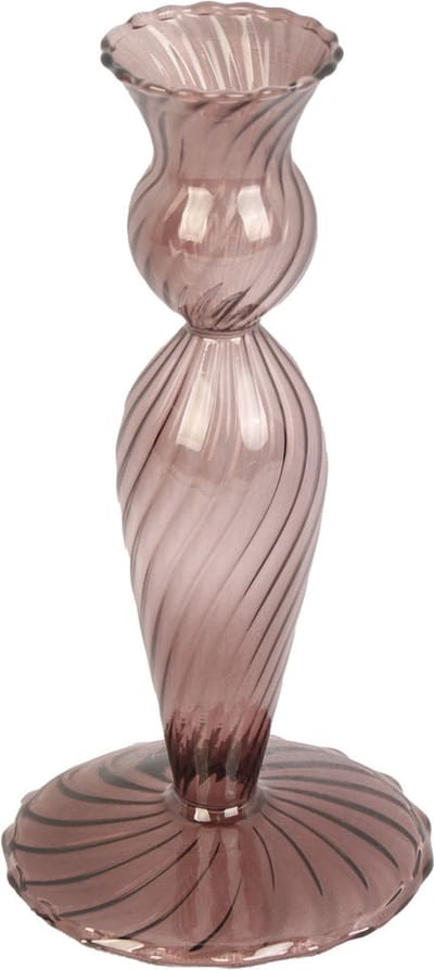 Kandelaar - Glas Swirl Donkerbruin Klein
