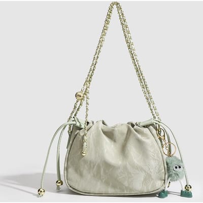 Dames Zomer Ketting Crossbody Tas Bucket Bag beige