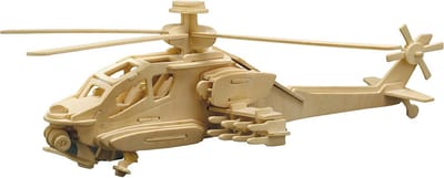 Houten 3D Puzzel Modelbouwset - Apache Vliegtuig - Knutselpakket