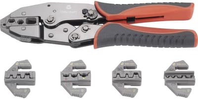 Krimptang Set - Krimptangen Kit - Kabels Verbinden - Verwisselbare Inzetstukken - 6-delig - Grijs Rood