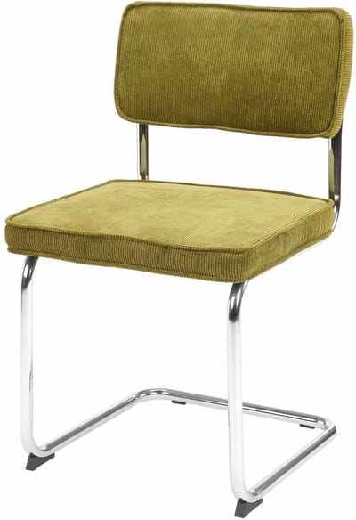 Lisomme Anne Eetkamerstoel Groen - Ribstof - Buisframe - Corduroy - Buisstoel