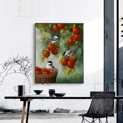 DIY vogels landschap schilderij ronde strass diamant borduurwerk handwerk mozaïek kruissteek 20X30 gray