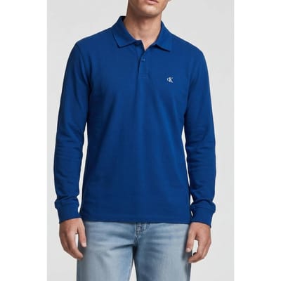 Calvin Klein Ls Casual Pique Polo Chase Blue Taglia: S | Maglie a manica lunga Outlet | Uomo | Blu