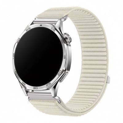 Nylon bandje - geschikt voor Garmin Vivoactive 4 / Venu 4 (45mm) / Venu 3 / 2 / Forerunner 255 / Forerunner 265 / 570 (47mm) en Polar Vantage M / M2 / V3 / Grit X (Pro) - ribbel - starlight