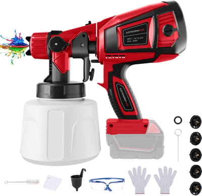 Dailygoody - Draadloze verfspuit - Compatibel met Milwaukee 18V - Hoogwaardige motor - 1000 ml verfkan - 5 spuitmonden - Voor professioneel gebruik -