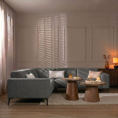 Bronx71® Scandinavische hoekbank Vegas antraciet stof gemêleerd links/rechts