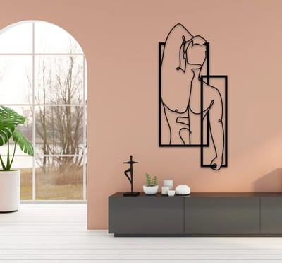 Metalen Wanddecoratie Mannelijk Lichaam – 3D Wandkunst – Zwart – 50 x 23 cm