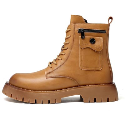 Bottes d'automne tendance pour hommes Bottes de marée en cuir véritable Bottes montantes Nouvelles bottines pour hommes 44 marron