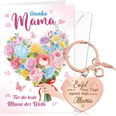 Dailygoods- Moederdag Cadeau Geschenkset - Moederdag Cadeau voor Mama - Moederdag Cadeau Sieraden - Sleutelhanger - Moederdag Kaart met Envelop - Inspirerende Berichten - Moederdag Geschenk