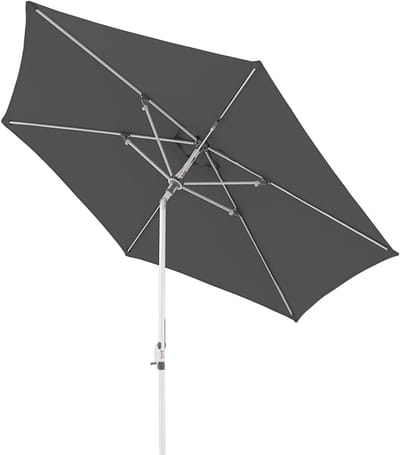 Luxe AluShade Pro 305 cm Zeshoekige Parasol met Slinger, Kantelbaar & In Hoogte Verstelbaar – UV80 Bescherming, Waterafstotend, Aluminium Frame voor Balkon & Tuin