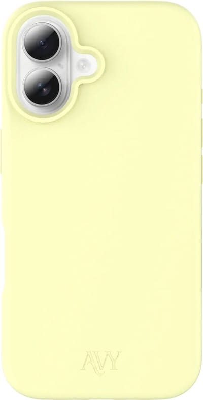 AVY Hoesje geschikt voor Apple iPhone 16 | Compatibel met MagSafe | Back Cover | Liquid Silicone | Comfortabel in de Hand | Butter Yellow