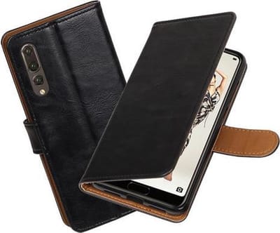 Zwart Pull-Up Wallet Case Hoesje voor Huawei P20 Pro