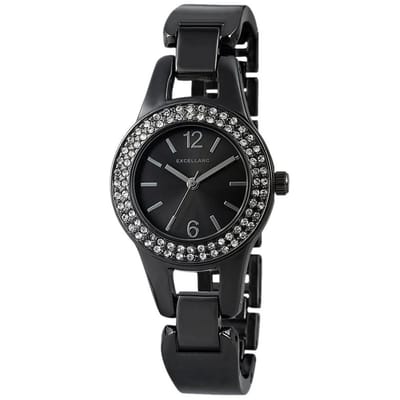 EXCELLANC Damenuhr Metall Crystal-Besatz