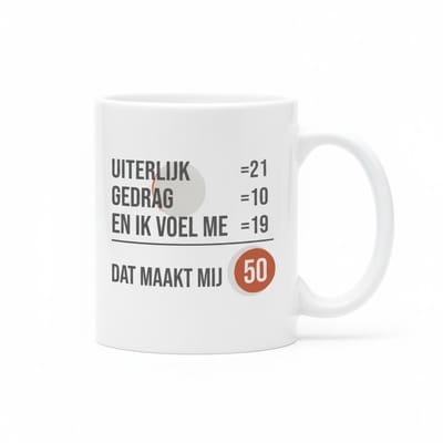 Grappige 50ste Verjaardag Mok – “Dat Maakt Mij 50” Humor Koffiemok 330 ml – Perfect Cadeau voor een 50e Verjaardag