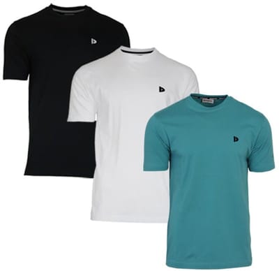 3-Pack Donnay - T-shirt (Vince) - Sportshirt - Heren - Black/White/Teal Blue (735) - maat S