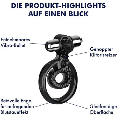 Penis- en testikelring met clitorisstimulator, 1,7 - 4,7 cm