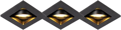 QAZQA qure - Moderne Inbouwspot - 3 stuks - L 10 cm - Zwart - Woonkamer | Slaapkamer | Keuken
