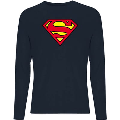 DC Official Superman Shield Unisex Long Sleeve T-Shirt - Navy - M