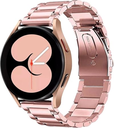 Strap-it Stalen schakel bandje - geschikt voor Samsung Galaxy Watch 7 (40 & 44mm) / Galaxy Watch 6 (Classic) / Galaxy Watch 5 / Watch 5 Pro / Galaxy Watch 4 / 4 Classic / Watch FE - Metalen RVS bandje voor Galaxy Watch 4-5-6 alle varianten - roze