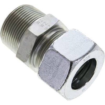 1 1/4'' NPT Buitendraad x 30S Verzinkt Stalen Rechte Snijring Koppeling 400 Bar DIN 2353 - FL2S-MC-EZ-114N-30-S