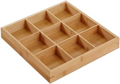 Sorteerbak Raster Display, Verdeelde Houten Dienblad Multi Compartimenten Dienblad voor Hot Pot Restaurants Sushi Plaat (9 przegródek)