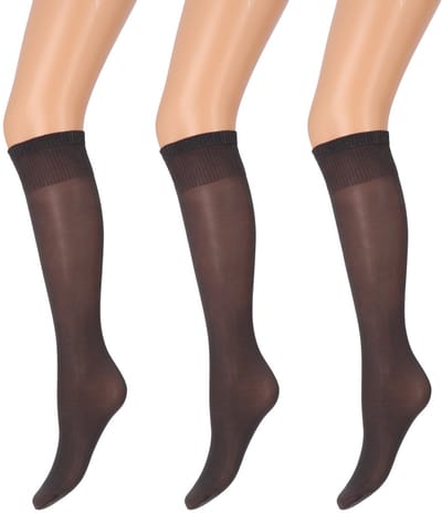 Marianne - Dames Kneehighs Shiny Panty - 35Den - 3-Pack - Maat One Size - Dark grey